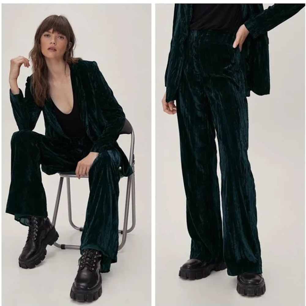 Nasty Gal Crushed Velvet Trouser Pants